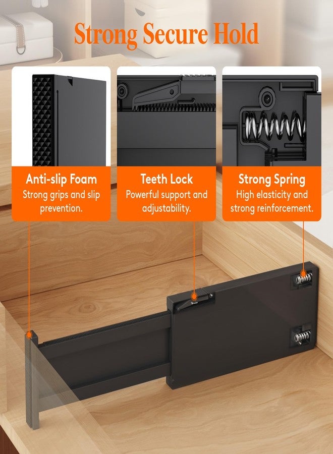 Lifewit 14 Pack Drawer Dividers 4" High, 11-17" Adjustable Drawer Organizers for Clothes, Expandable Dresser Separators in Bedroom/Bathroom/Kitchen/Fridge/Office Organization and Storage, Black - Image 3