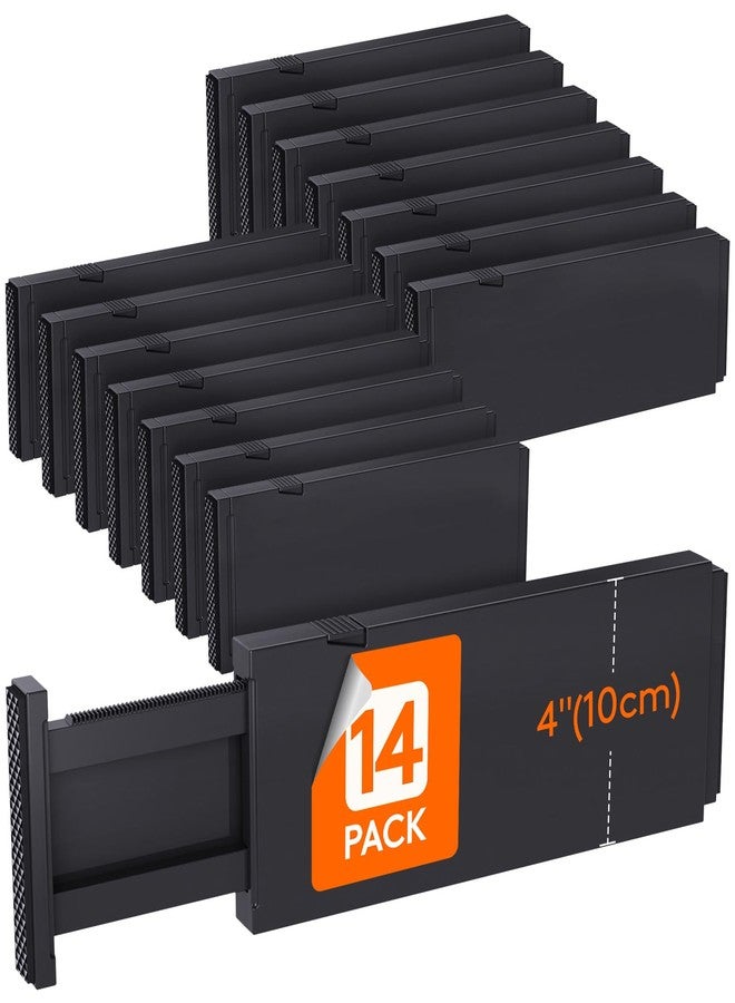 Lifewit 14 Pack Drawer Dividers 4" High, 11-17" Adjustable Drawer Organizers for Clothes, Expandable Dresser Separators in Bedroom/Bathroom/Kitchen/Fridge/Office Organization and Storage, Black - Image 1