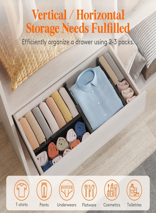 Lifewit 14 Pack Drawer Dividers 4" High, 11-17" Adjustable Drawer Organizers for Clothes, Expandable Dresser Separators in Bedroom/Bathroom/Kitchen/Fridge/Office Organization and Storage, Black - Image 4