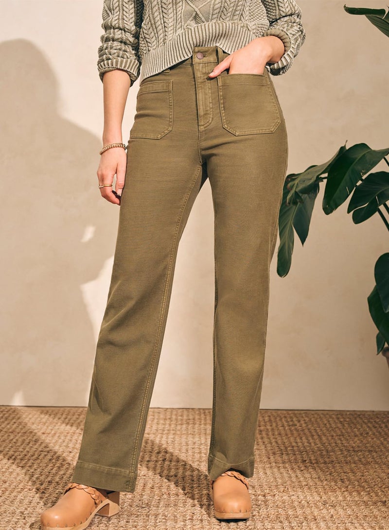 Astylish Women's Patch Pocket Jean Pants High Waist Button Bootcut Trousers Wide Leg Stretchy Vintage Denim Jeans with Front Pockets Size 4 Jungle Green - Image 4