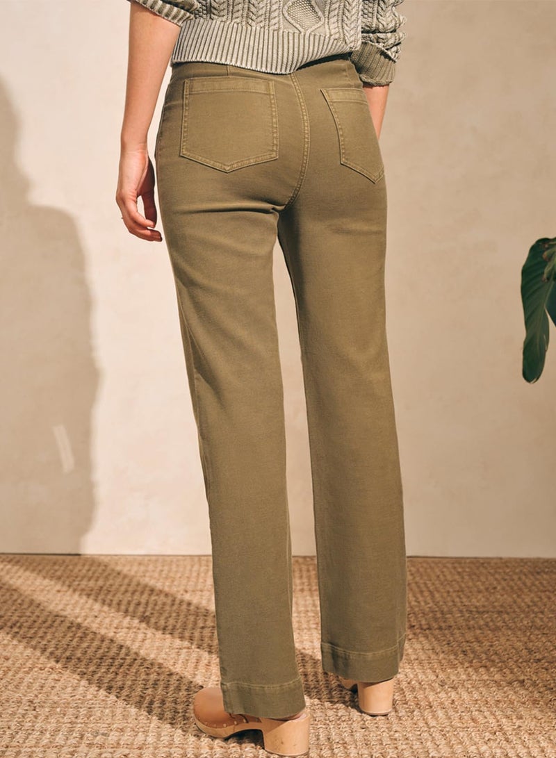 Astylish Women's Patch Pocket Jean Pants High Waist Button Bootcut Trousers Wide Leg Stretchy Vintage Denim Jeans with Front Pockets Size 4 Jungle Green - Image 5