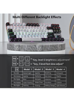 Rock Pow Arabic English Mechanical Gaming Keyboard with RGB LED Rainbow Backlit USB Wired E-sport Waterproof 87 Keys Keyboard for Windows MacOS Android PC Gamers  - Image 5