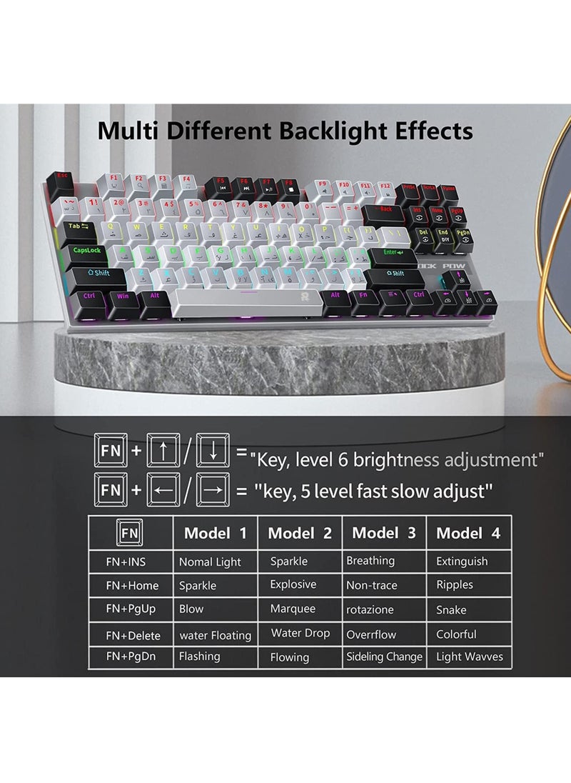 Rock Pow - Arabic English Mechanical Gaming Keyboard with RGB LED Rainbow Backlit USB Wired E-sport Waterproof 87 Keys Keyboard for Windows MacOS Android PC Gamers - Image 1