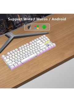 Rock Pow Arabic English Mechanical Gaming Keyboard with RGB LED Rainbow Backlit USB Wired E-sport Waterproof 87 Keys Keyboard for Windows MacOS Android PC Gamers  - Image 2