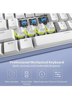 Rock Pow Arabic English Mechanical Gaming Keyboard with RGB LED Rainbow Backlit USB Wired E-sport Waterproof 87 Keys Keyboard for Windows MacOS Android PC Gamers  - Image 4