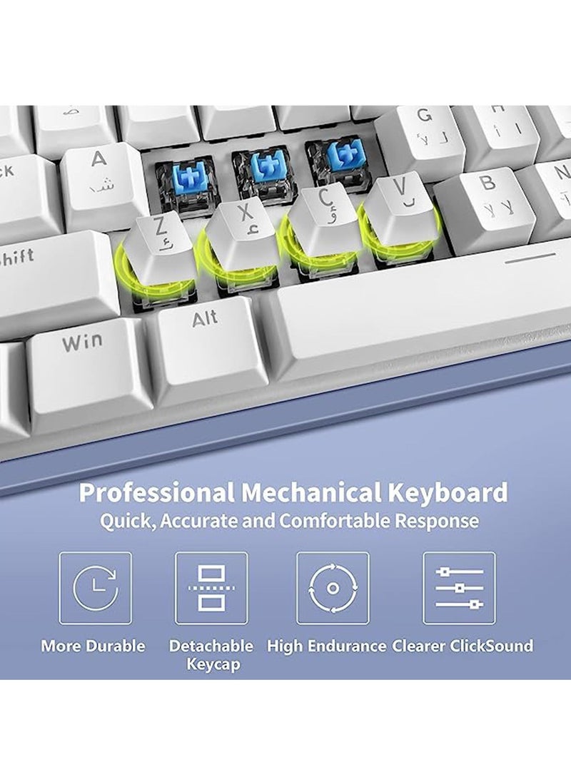 Rock Pow - Arabic English Mechanical Gaming Keyboard with RGB LED Rainbow Backlit USB Wired E-sport Waterproof 87 Keys Keyboard for Windows MacOS Android PC Gamers - Image 1