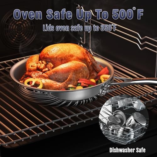 Cooks Standard Wok Pan Stainless Steel, 12-Inch Multi-Ply Clad Stir Fry Pan with Glass Lid, Induction Cookware, Silver - Image 5