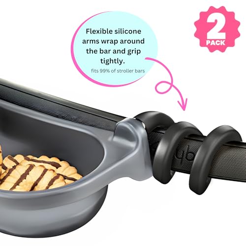 Swanoo Universal Stroller Snack Tray Pack of 2 Compatible with Nuna Stroller Cup Holder Bumper Bar Stroller Tray Attachment with Cups Holder for Baby Toddler Stroller Accessories - Image 3