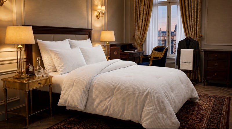 HOMETOPIA Waffle Texture Comforter Set 6 PCS, Luxury Hotel Style Bedding, King Size 264×229 cm, Soft Breathable Quilt, White Sheet Set, All Season - Image 4