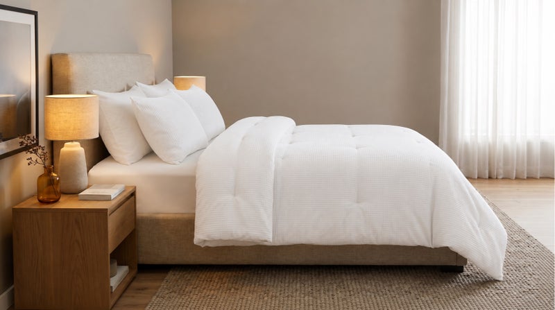 HOMETOPIA Waffle Texture Comforter Set 6 PCS, Luxury Hotel Style Bedding, King Size 264×229 cm, Soft Breathable Quilt, White Sheet Set, All Season - Image 5