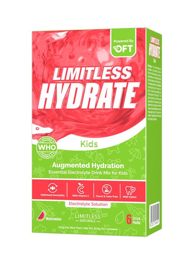 EVA PHARMA Limitless Hydrate Kids – 6 أعواد – محلول إلكتروليت فموي مع زيلتول – نكهة بطيخ – للأطفال من عمر 1 سنة فما فوق - Image 1