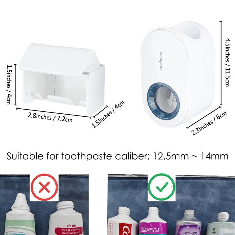 LUEXBOX Toothbrush Holder Wall Mounted with Cover for Bathroom, 2 Slots Toothbrush Storage Organizer for Shower, Self Adhesive Toothbrush Hanger with Automatic Toothpaste Squeezer Dispenser - Image 2