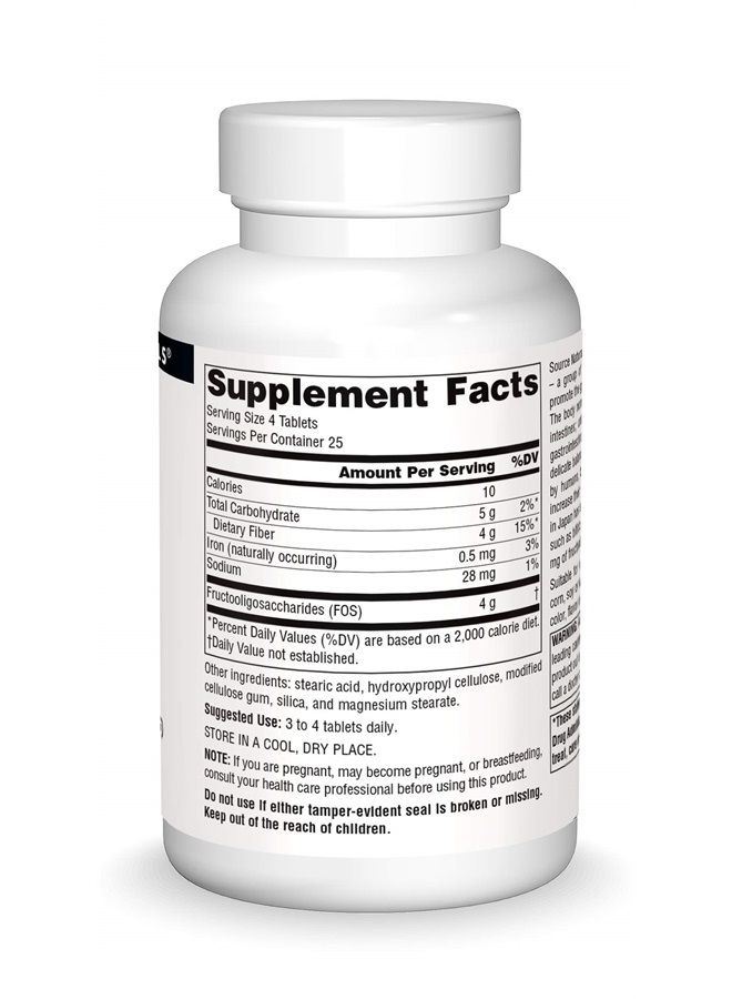 Source Naturals FOS 1000 mg Fructooligosaccharides Probiotic Enhancer - 100 Tablets - Image 3