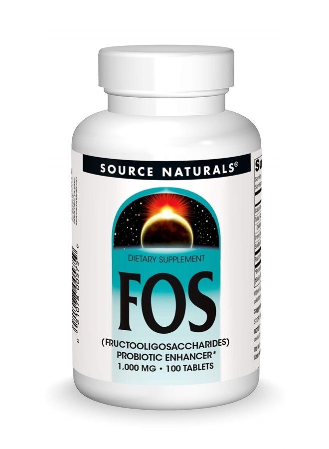 Source Naturals FOS 1000 mg Fructooligosaccharides Probiotic Enhancer - 100 Tablets - Image 1