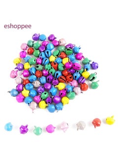 eshoppee eshoppee 200 pcs, 8mm Multicolor Metal Bell Charms Beads for Jewellery Making and Home Decoration,Art and Craft Making DIY kit  - Image 1