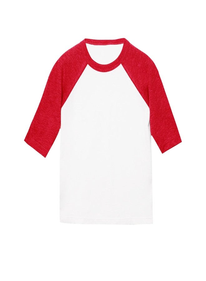 BELLA+CANVAS Bella Canvas 3/4-Sleeve Baseball T-Shirt (3200T) White/Red, 5T - Image 1
