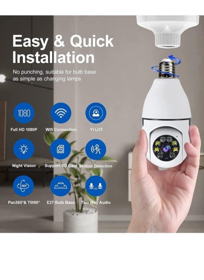Generic - 1080p Light Bulb Camera - HD Smart Wireless WiFi Security Bulb Camera - Image 1
