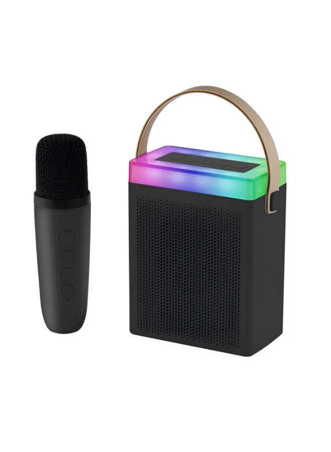 Kisonli G22 Portable Bluetooth Karaoke Speaker with Microphone – HiFi Sound – RGB Lighting – 5W Power – 1200mAh Battery – Black - Image 2