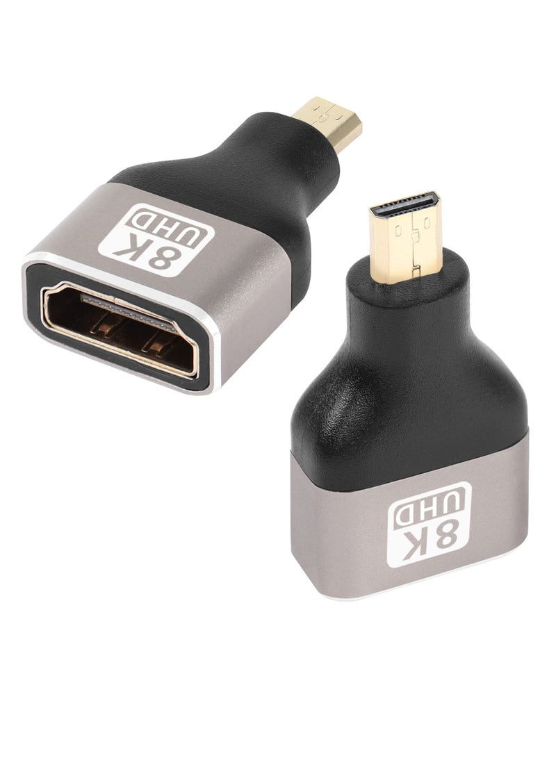 Excefore 2 Pack 8k Micro HDMI to HDMI Adapter, Micro HDMI Male to HDMI A Female, Standard Micro HDMI Adapter 2.1 Version, Support 8K@60Hz/4K@120Hz HDR ARC, Compatible for Camera, DSLR, Tablet - Image 1
