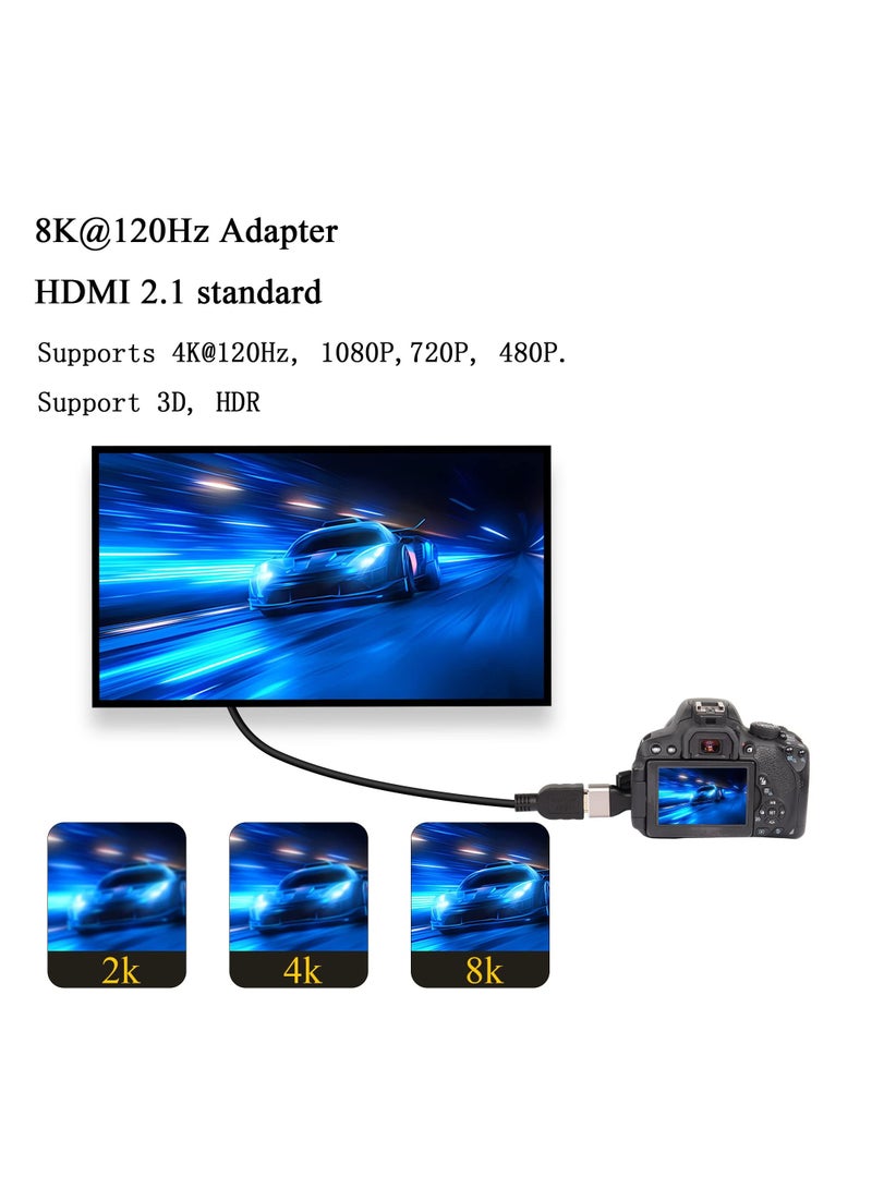 Excefore 2 Pack 8k Micro HDMI to HDMI Adapter, Micro HDMI Male to HDMI A Female, Standard Micro HDMI Adapter 2.1 Version, Support 8K@60Hz/4K@120Hz HDR ARC, Compatible for Camera, DSLR, Tablet - Image 4