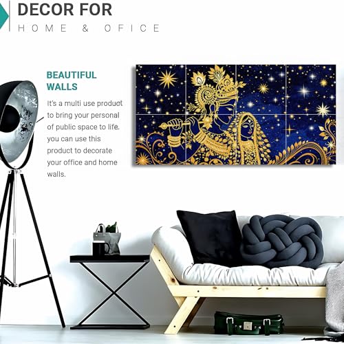 Nozvera 8 Pcs Radha Krishna MDF Wall Painting, UV Sparkle Laminated, 25x48 Inch Panel Art for Living Room & Home Decor - Image 5