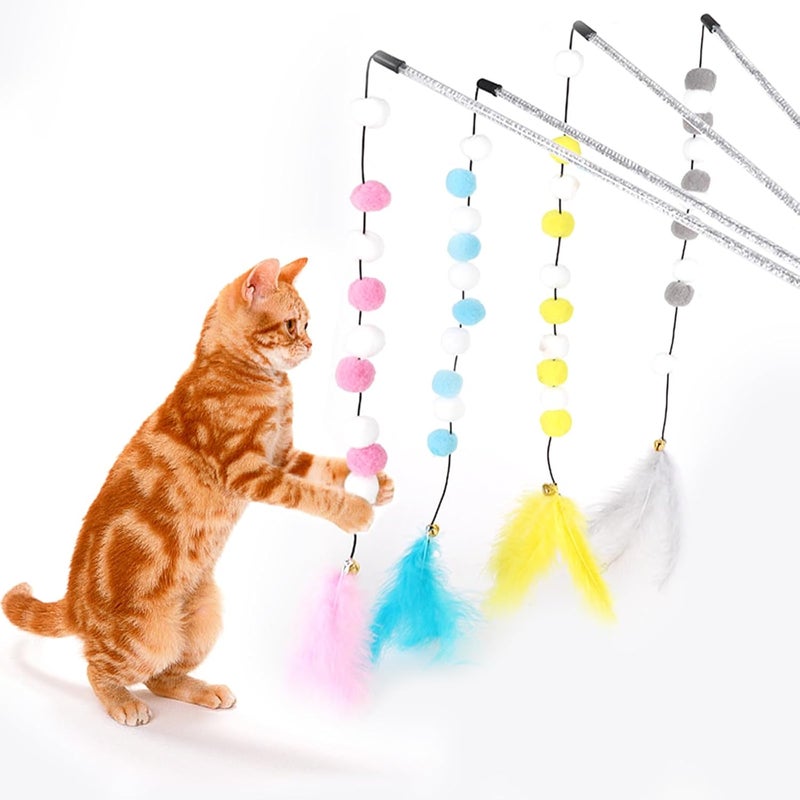 Sobirdos Colorful Cat Feather Teaser Wand with Strong Suction Cup