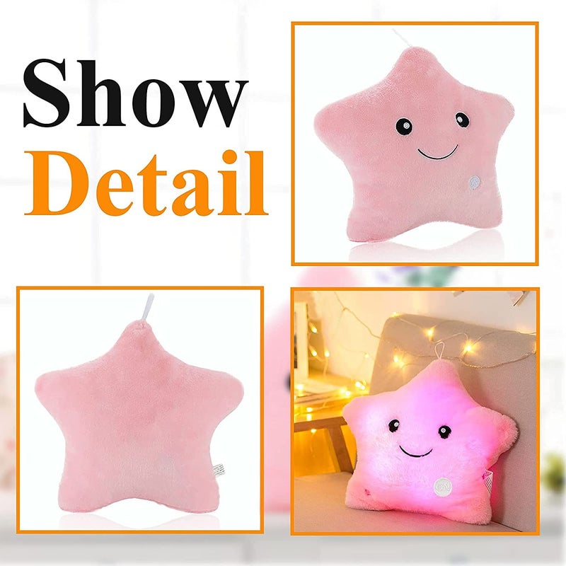 KAHEAUM Light Pillows Decorative Throw Pillows with Inserts Included Plush Doll Pillow Plush Toy for Girls Kids Childrens Day Gifts Pink Throw Pillows for Bed Lumbar Throw Pillow - Image 2