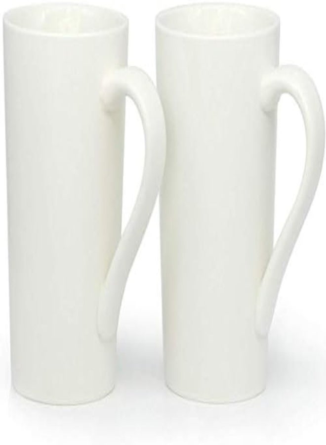 Smilatte 20 oz Large Coffee Mugs, M007 Plain Tall Ceramic Cup with Handle for Dad Men, Set of 2, White - Image 1