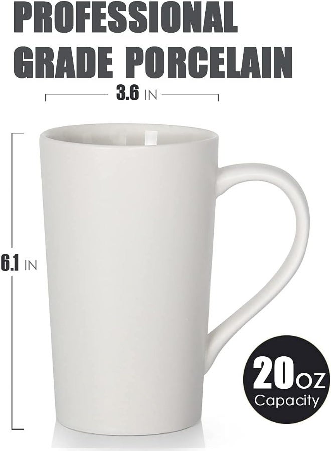 Smilatte 20 oz Large Coffee Mugs, M007 Plain Tall Ceramic Cup with Handle for Dad Men, Set of 2, White - Image 3
