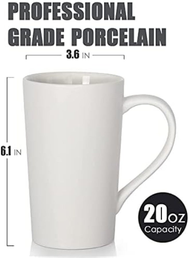 Smilatte 20 oz Large Coffee Mugs, M007 Plain Tall Ceramic Cup with Handle for Dad Men, Set of 2, White - Image 2