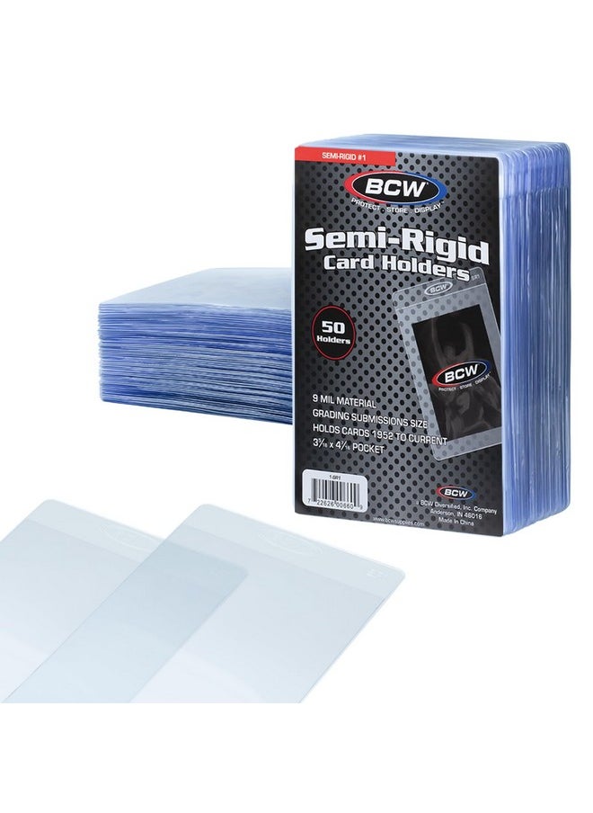 BCW - Semi Rigid Card Holder - 50 Ct Trading Card Sleeves | Psa, Bgs, Sgc & Csg Grading Submission Sleeves For Cards | Sports Card, Mtg Card Sleeves, Pokemon Card - Save Or Grade! - Image 1