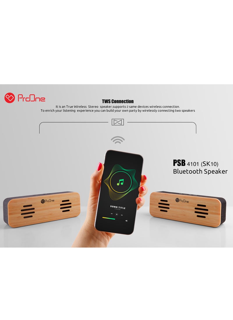 ProOne - ProOne PSB4101 Portable Wireless Speaker, True Wireless Stereo,Portable Bluetooth speaker, Waterproof Sound box Dual 5W Speakers,UP to 7-Hour Playtime Supports TF Card, AUX, Micro USB, - Image 1