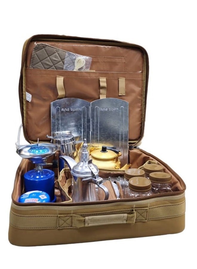 Cady One A complete tea and coffee bag, a picnic bag with an accessories set for trips and camping & Portable gas stove for trips and camping with an automatic ignition feature, lightweight and safe, equipped with a carrying bagBundle - Image 2