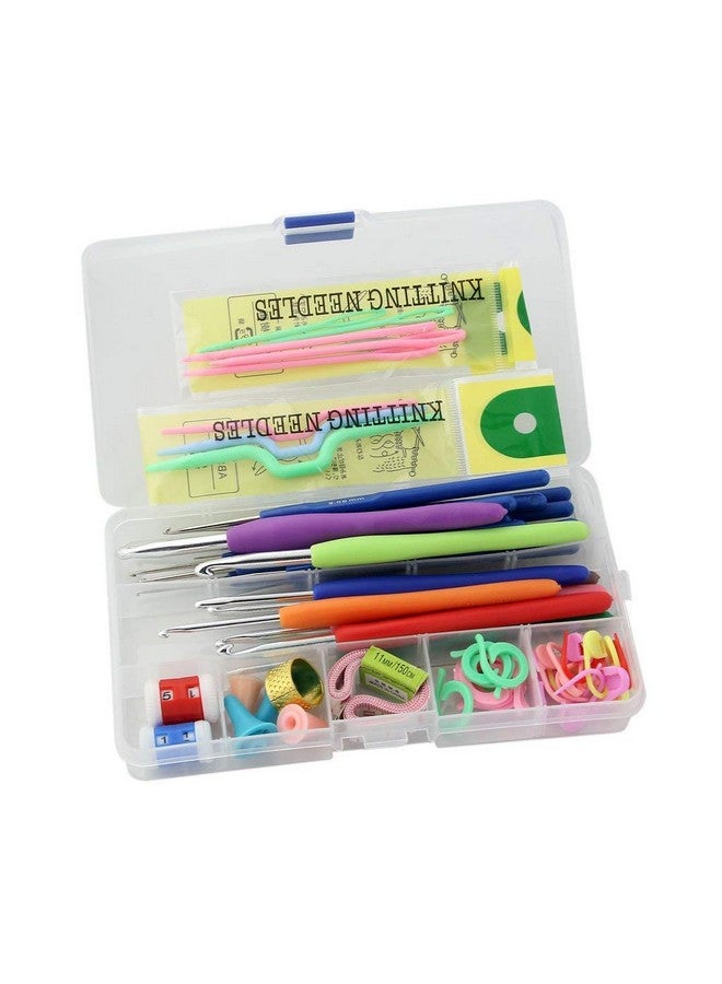 JERN Knitting Ergonomic Knitting Crochet Hook Knit Needle Kit Set Organizer With 16 Pieces Soft Grip Handles Hooks (Green, Large) - 53Pcs(Aluminum), Aluminum, Aluminum, Metal - Image 1