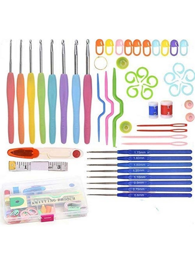 JERN Knitting Ergonomic Knitting Crochet Hook Knit Needle Kit Set Organizer With 16 Pieces Soft Grip Handles Hooks (Green, Large) - 53Pcs(Aluminum), Aluminum, Aluminum, Metal - Image 2