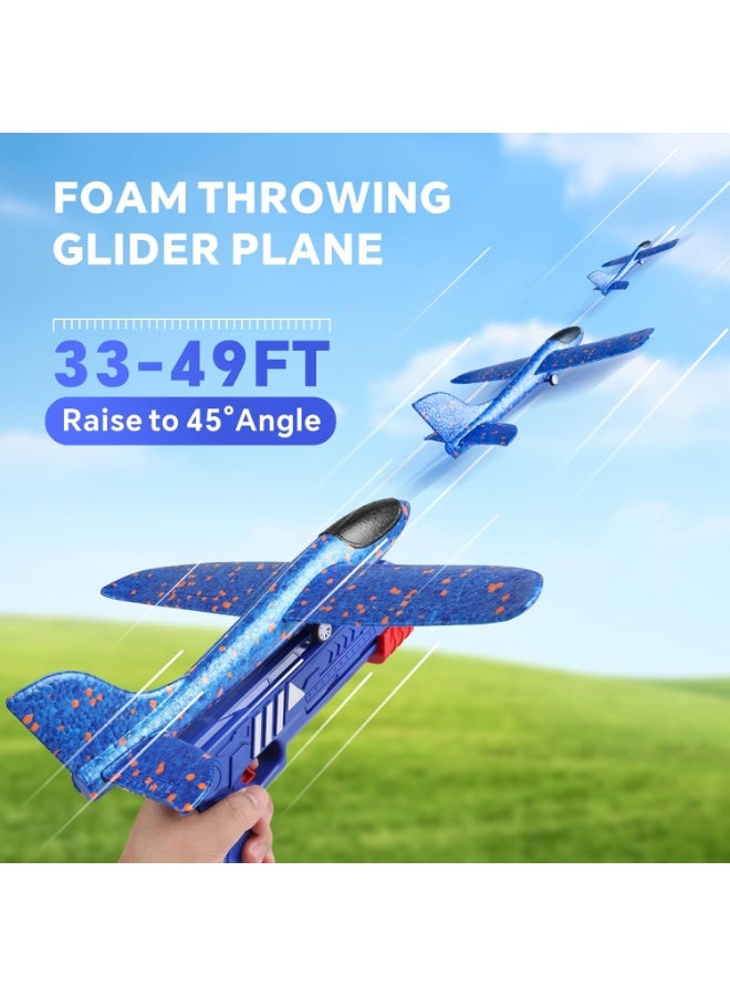 Foam Glider Airplane Kit with Launcher Gun, 2 DIY Flying Planes for Kids, Blue & Red - Image 3