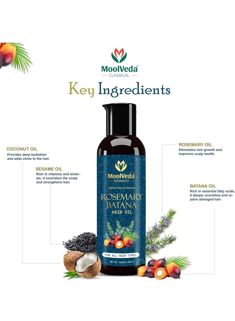 Moolveda زيت باتانا إكليل الجبل النقي من مولفيدا لنمو الشعر من الدكتور سيبي، مصدره هندوراس | يعزز كثافة الشعر ولمعانه وقوته وصحته | يكافح تساقط الشعر | (100 مل) - Image 2