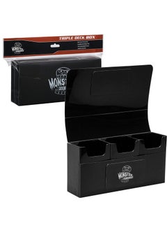 Monster Protectors Monster Protectors Magnetic Triple Deck Box - Black, Holds 225 Gaming TCGs, Self-locking Closure, Compatible w Standard & Smaller Size Gaming Trading Cards, Removable Construction, Christmas Gift  - Image 1