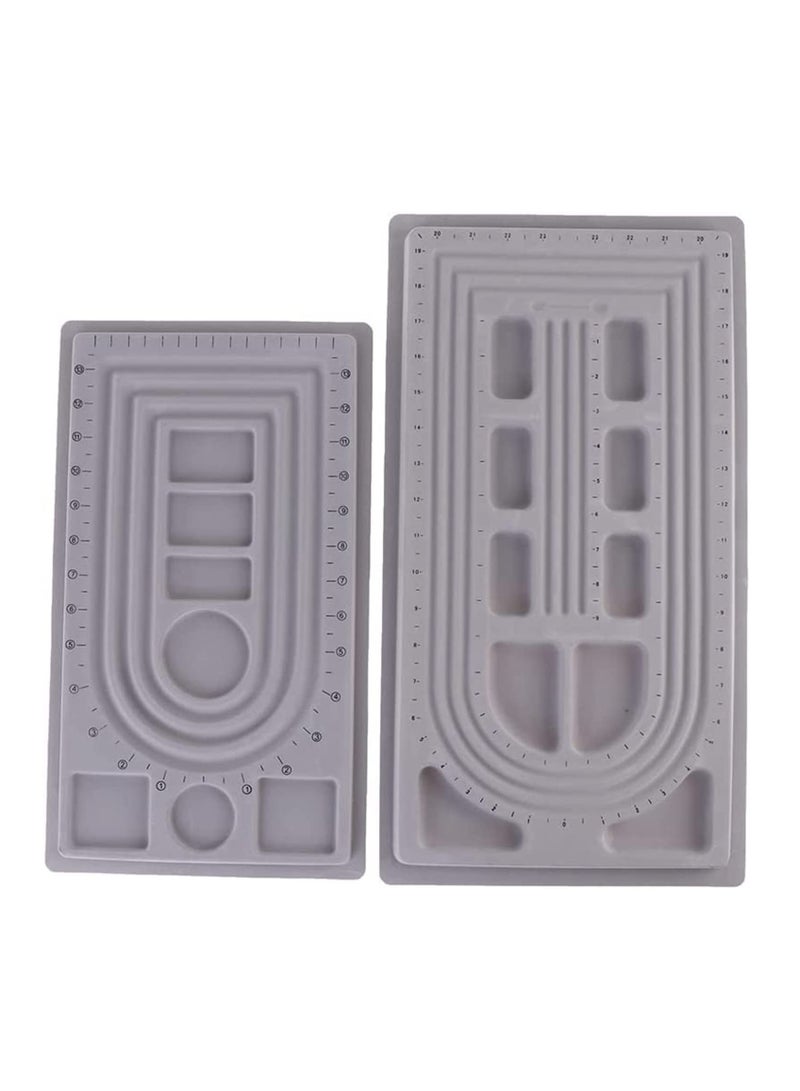 Bead Board, Large Bead Design Board, 3 U-Shape and 3 Straight Channels, 16"-19" Bracelet Design Board Flocked Bead Board Mats Necklace Beading Jewelry Organizer Tray DIY Jewelry Making Tray, 2Pack  - Image 1
