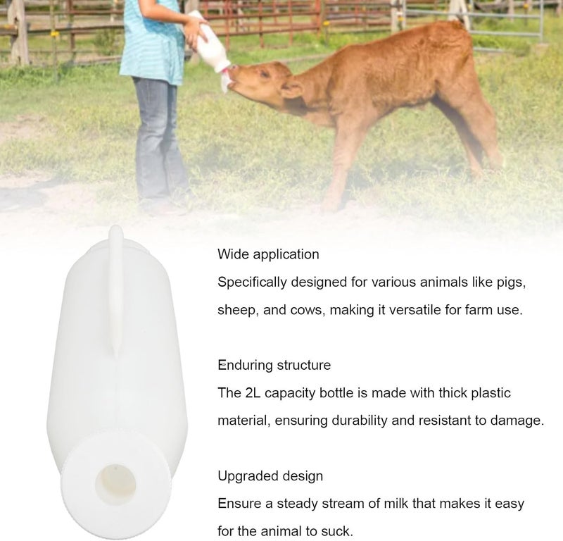 Sorandy Calf Feeding Bottle, 2L Animal Feeding Bottle Leakproof Milk Feeder for Goats, with Thickened Design Nipple Optimal Performance for Daily Farm Needs - Image 3