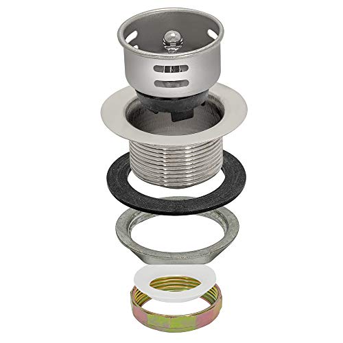 EZFLO 212 Inch Removable Kitchen Sink Strainer Drain Standard Shank Junior Duo with Die Cast Nut Stainless Steel 178 Inch to 214 Inch Opening 30035