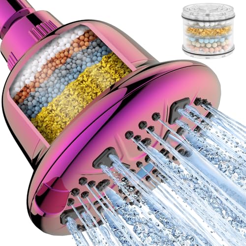 MakeFit Filtered Shower Head - High Pressure Shower Head with filter for Hard Water - Rain Shower Head Water Softener - Luxury 7 Settings Adjustable Water Filter Showerhead (Radiant Rainbow) - Image 1