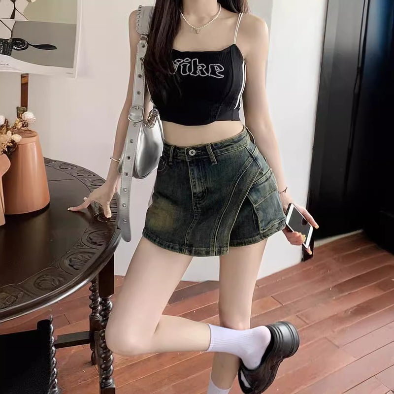 Irregular Denim Skirt Women'S Spring A- Line Skirt High Waist Skirt Hip Skirt Pants Skirt - Image 5