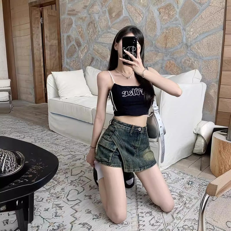 Irregular Denim Skirt Women'S Spring A- Line Skirt High Waist Skirt Hip Skirt Pants Skirt - Image 3