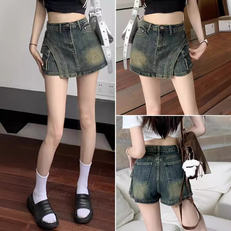 Irregular Denim Skirt Women'S Spring A- Line Skirt High Waist Skirt Hip Skirt Pants Skirt - Image 2