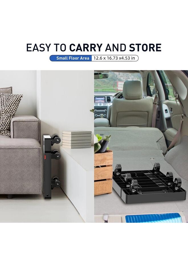 عربة يدوية قابلة للطي، عربة أمتعة شديدة التحمل 485 رطل، عربة منصة متعددة الاستخدامات مع 6 عجلات للأمتعة والسفر والانتقال والتسوق والاستخدام المكتبي، لون أسود - Image 4