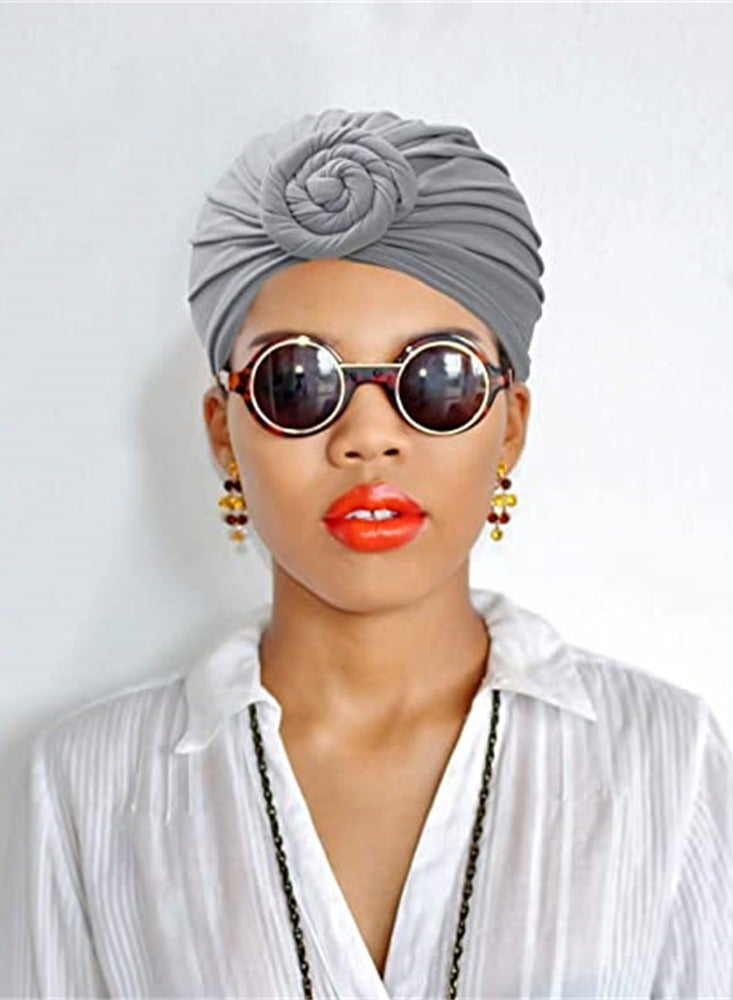 6 Pcs Pre Tied Knot Head Wraps for Women, Soft Pleated Turban Scarf Shawl, Stylish African Hair Accessories for Everyday & Special Occasions - Image 5