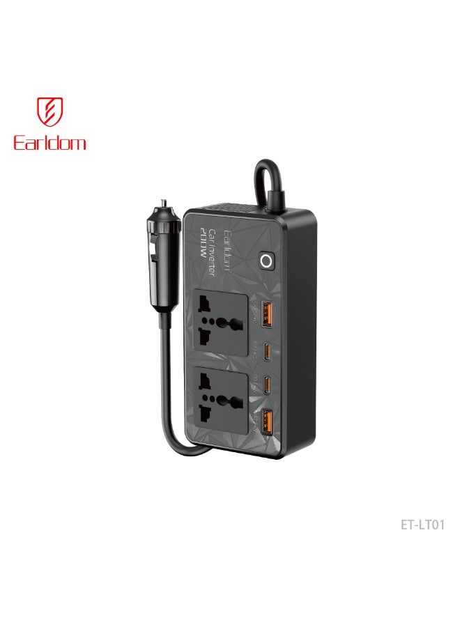 Earldom Car Power Inverter LT01 200W 12V-to-220V Mobile Converter (With USB Port) - Image 1