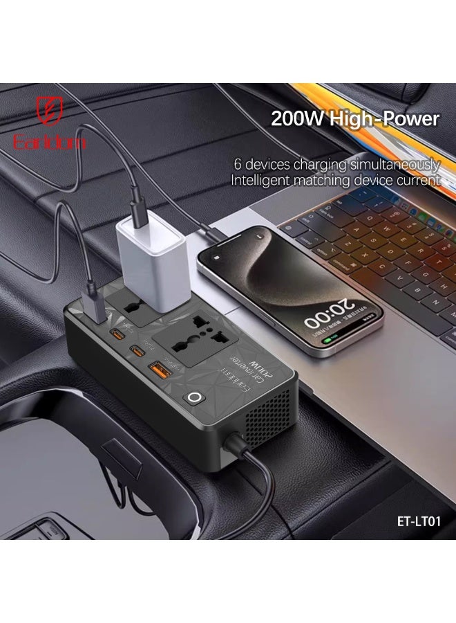 Earldom Car Power Inverter LT01 200W 12V-to-220V Mobile Converter (With USB Port) - Image 3