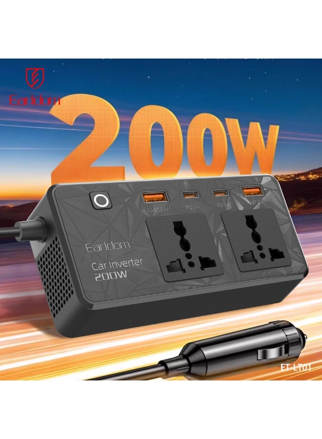 Earldom Car Power Inverter LT01 200W 12V-to-220V Mobile Converter (With USB Port) - Image 4